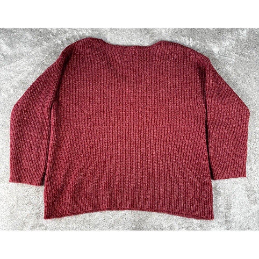 Absolutely Creative Worldwide Sweater Womens 2X Burgundy Excellent V-Neck Ribbed - Picture 4 of 6